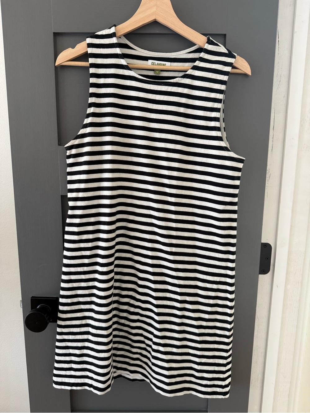 Anthropologie Black & White Striped Sleeveless Shift Dress